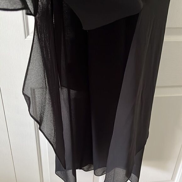 Jeffrey & Sara Evening By Tom Barra 2-Pc Black Sheer Wide Leg Skirt /Top Overlay - Picture 10 of 13